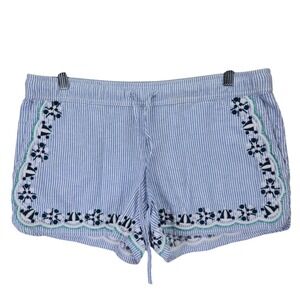 Vineyard‎ Vines Womens Elastic Waist Shorts Small Striped Embroidered Bohemian